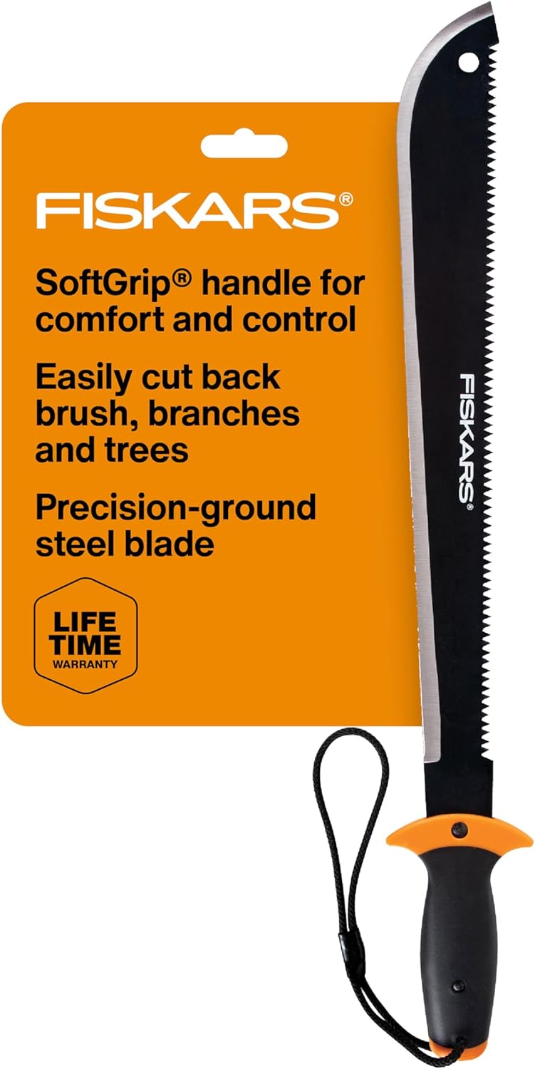 Fiskars Machete Saw, Gifts for Dad, Tempered Steel Blade and Lanyard, 18", Black - Image 1